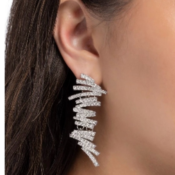 Elegant Silver Crystal Earrings - Picture 2 of 2